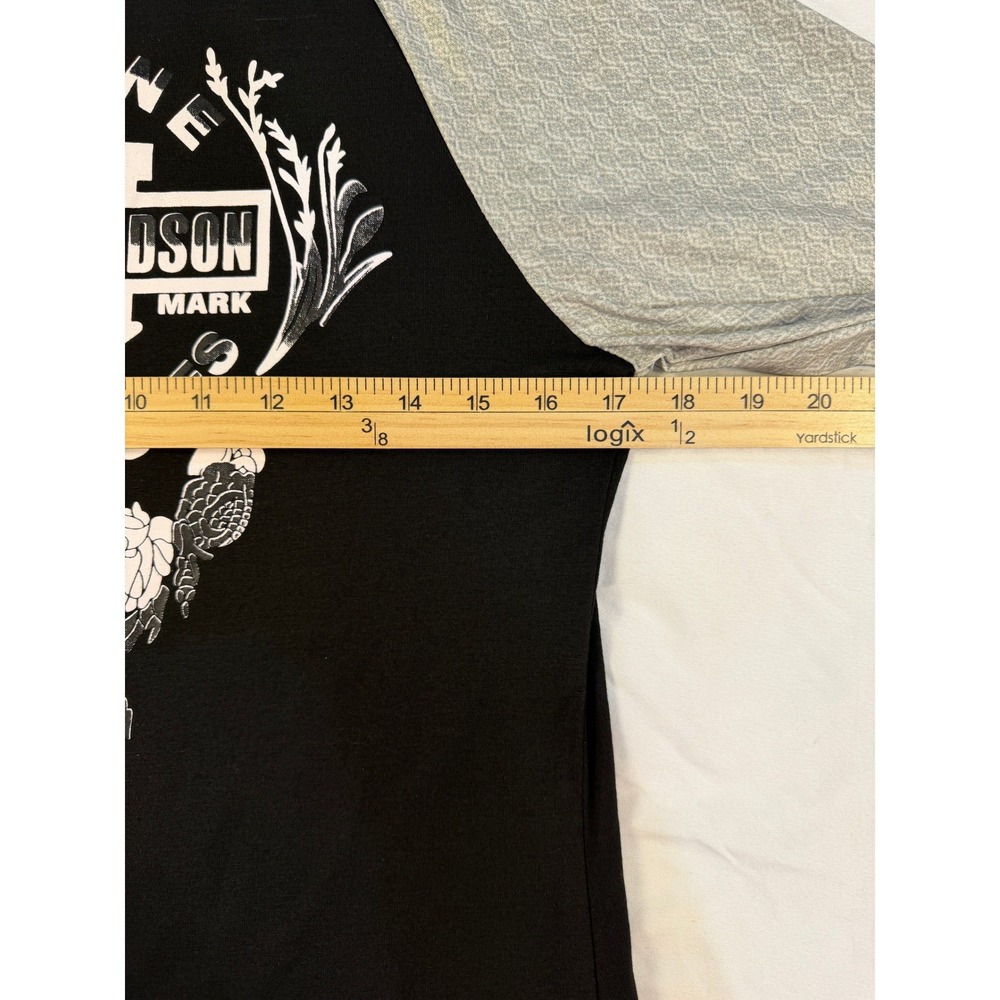 Misslook Harley‎ Davidson Graphic Raglan Long Sleeve Mock Neck Top Black Grey M - Picture 4 of 6